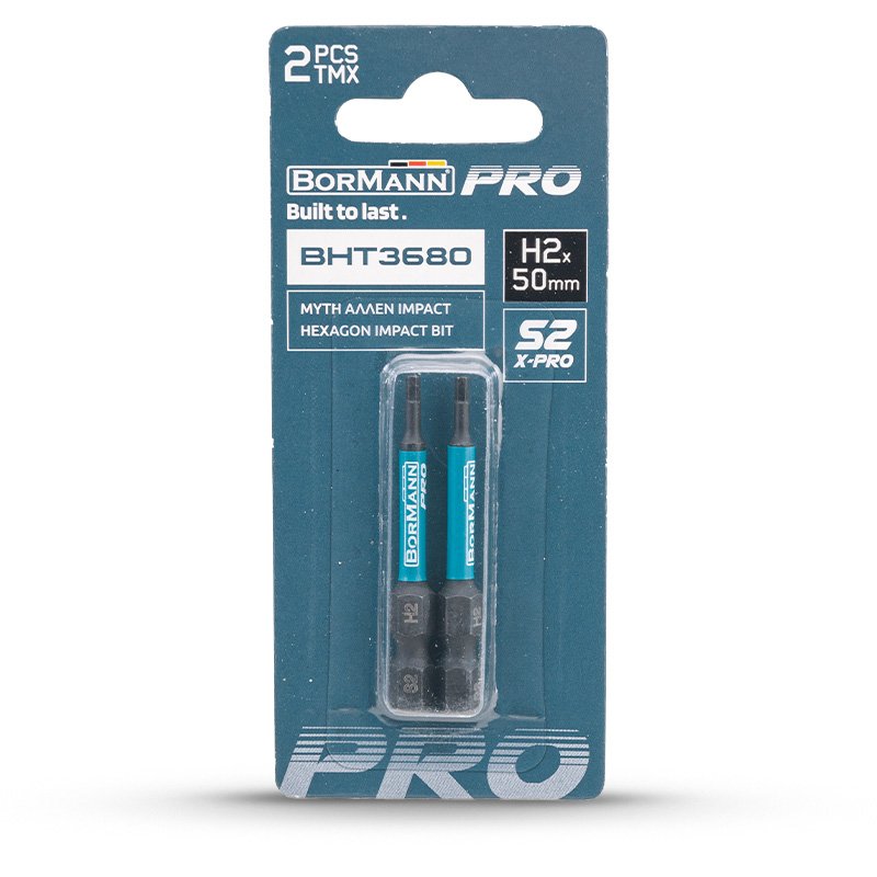 Bormann X-Pro Inserti Esagonali H2x50mm 2 pz S2 impatto