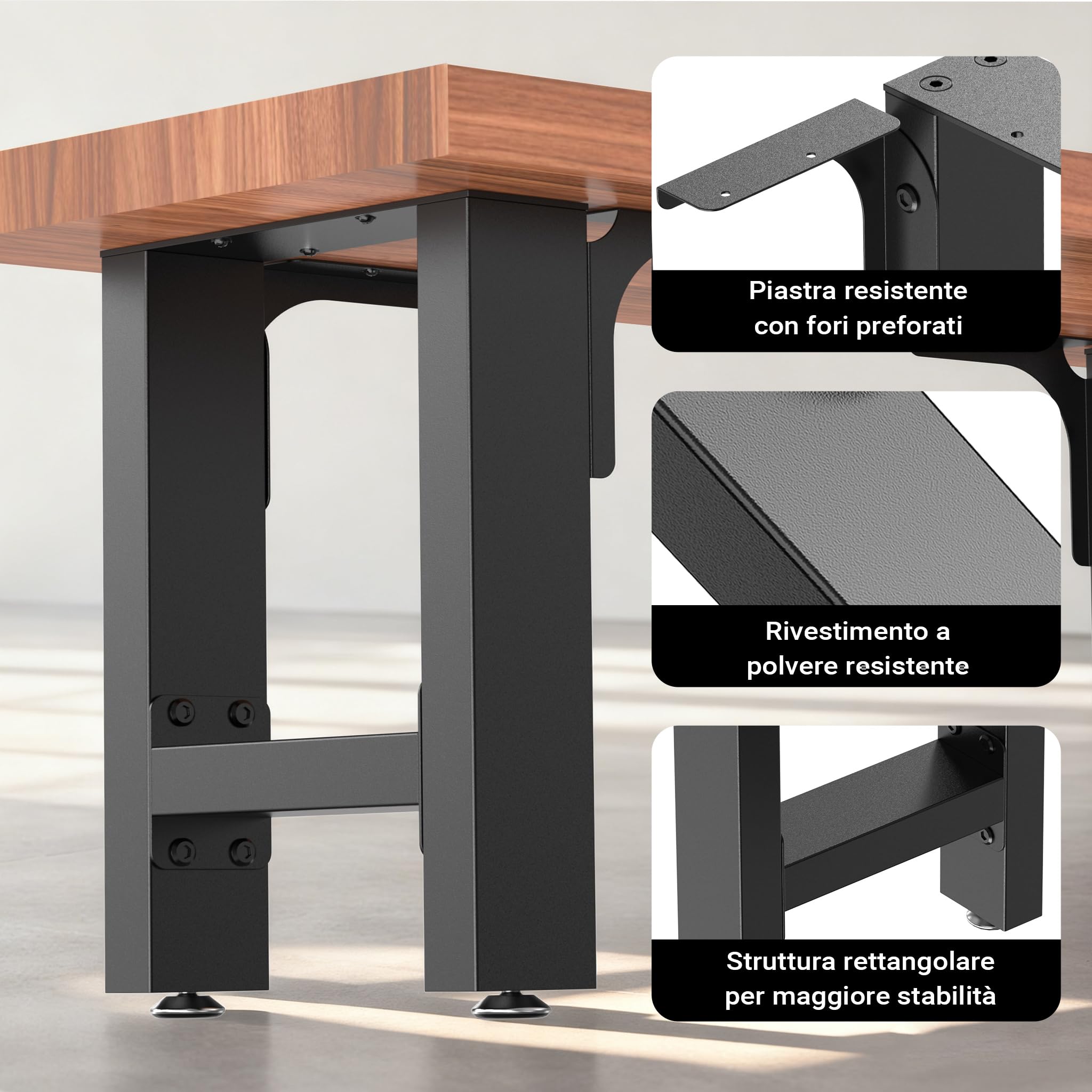 Wiltec Base Panca Nera 30x43 cm Set 2 Pezzi Acciaio