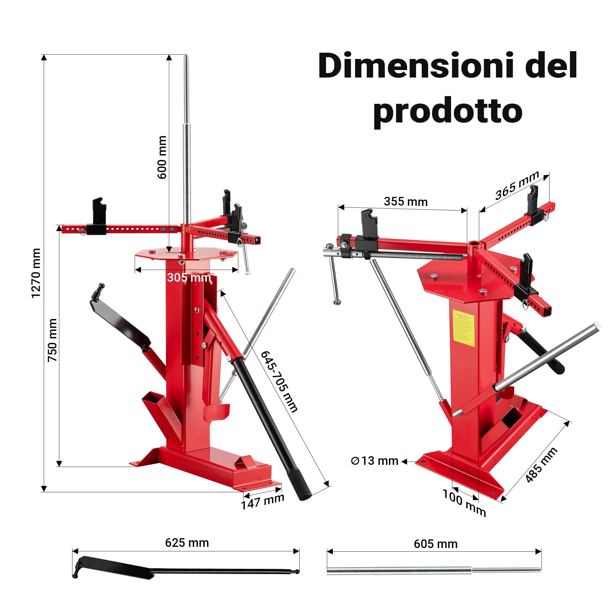 Wiltec Smontagomme Manuale Universale Auto Moto fino a 21"