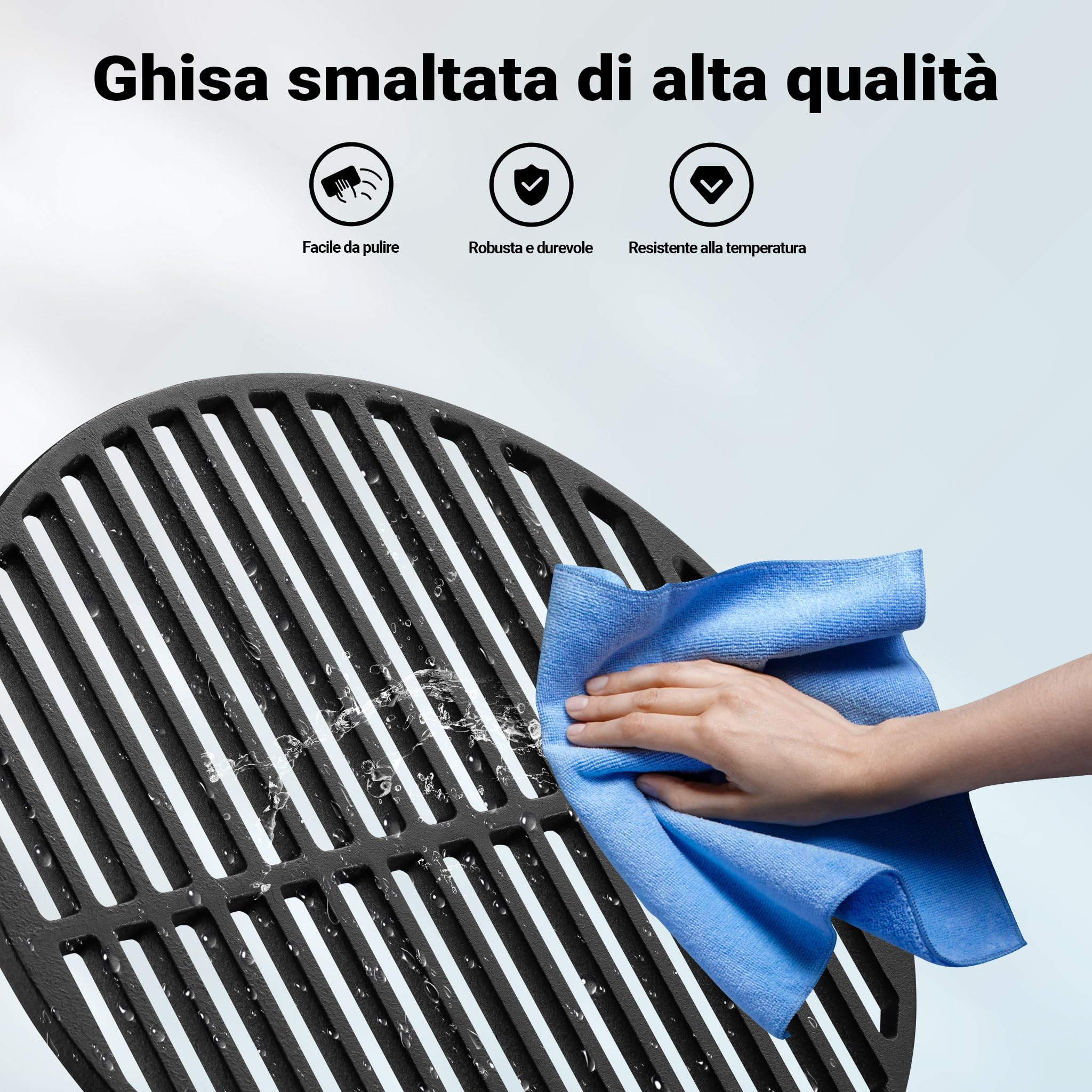 Wiltec griglia barbecue in ghisa rotonda 34,5 cm spessore 9 mm