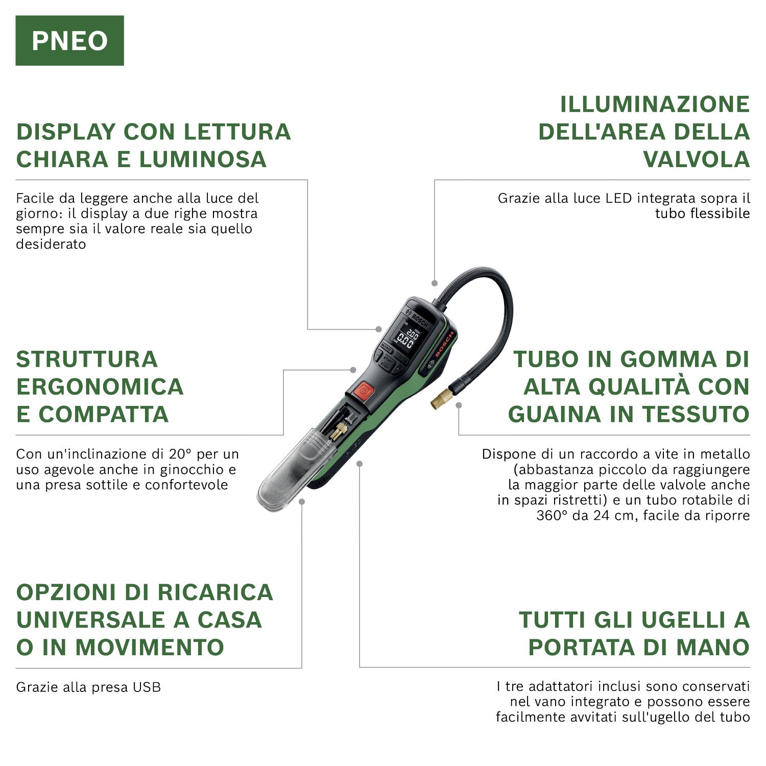 Bosch PNEO Mini Compressore Batteria 10,3bar 3Ah Bici