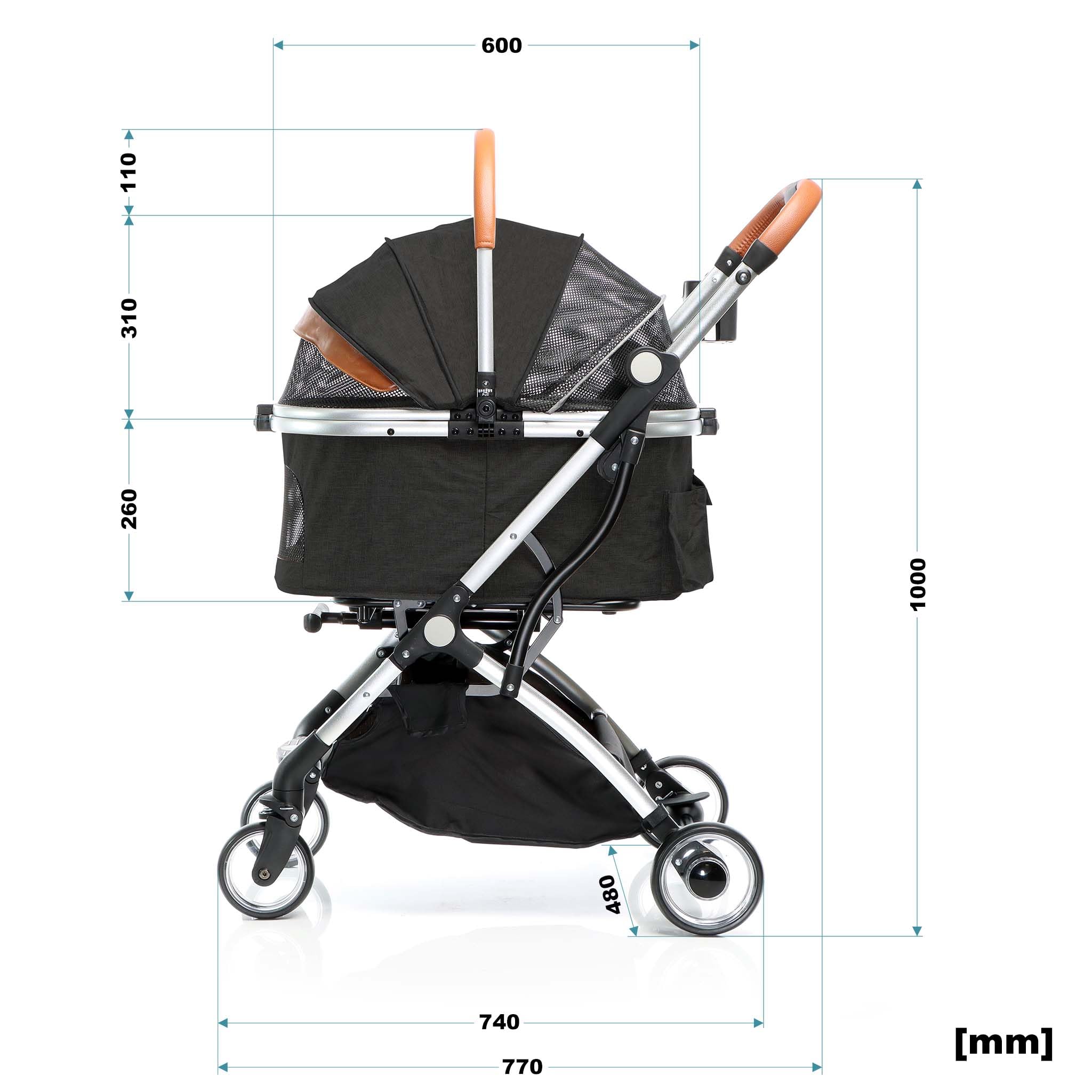 Fudajo 2in1 passeggino per cani nero 15 kg