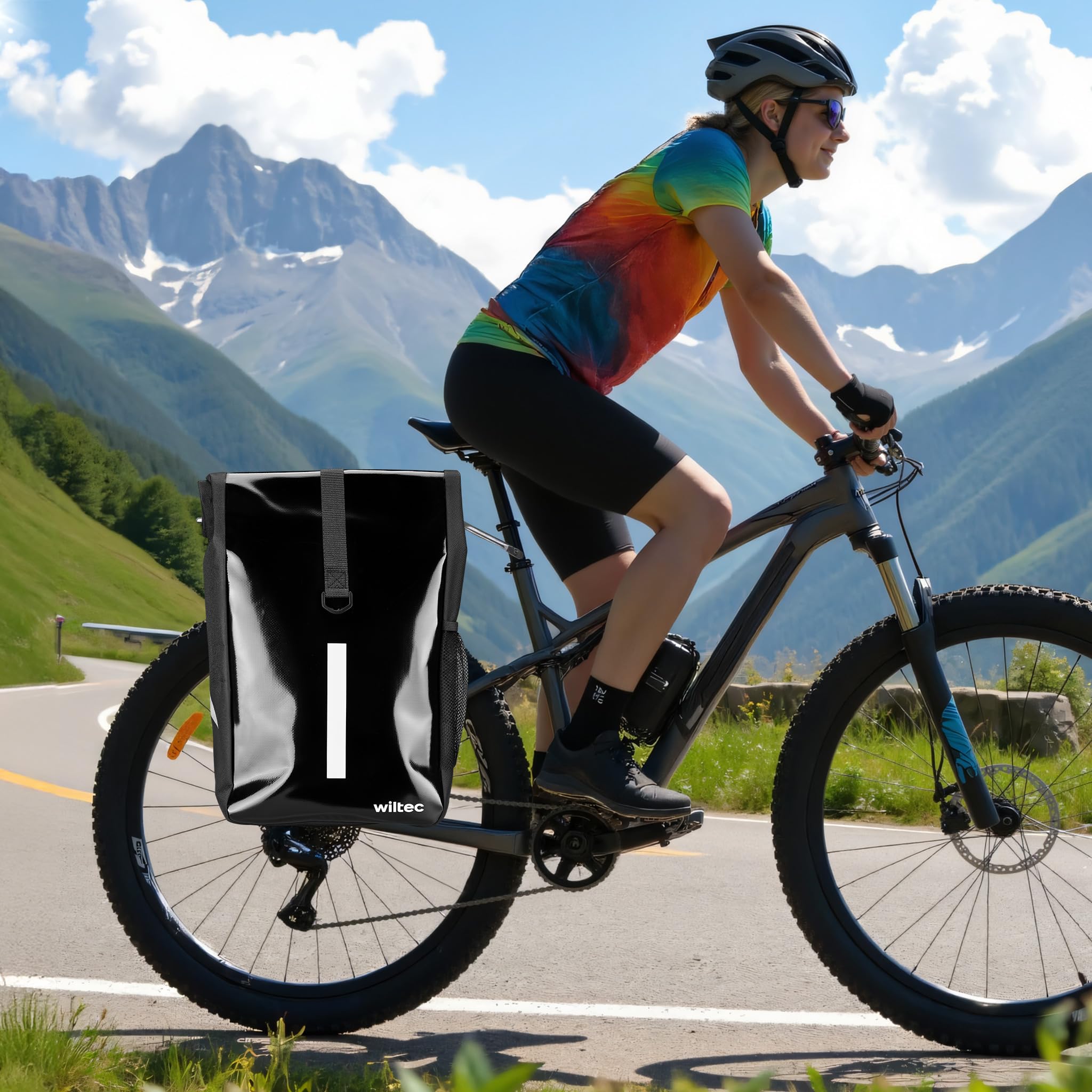 Wiltec Borsa Bici 16 l Nera Impermeabile Portapacchi