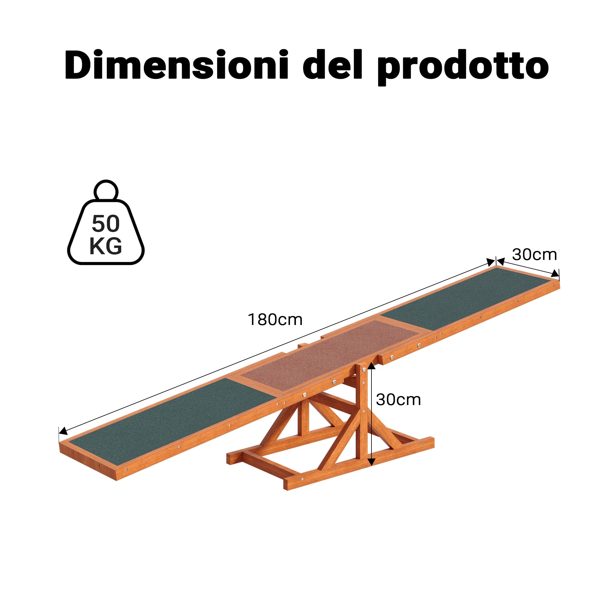 Wiltec Bascula Agility Dog altalena cani 180 cm antiscivolo