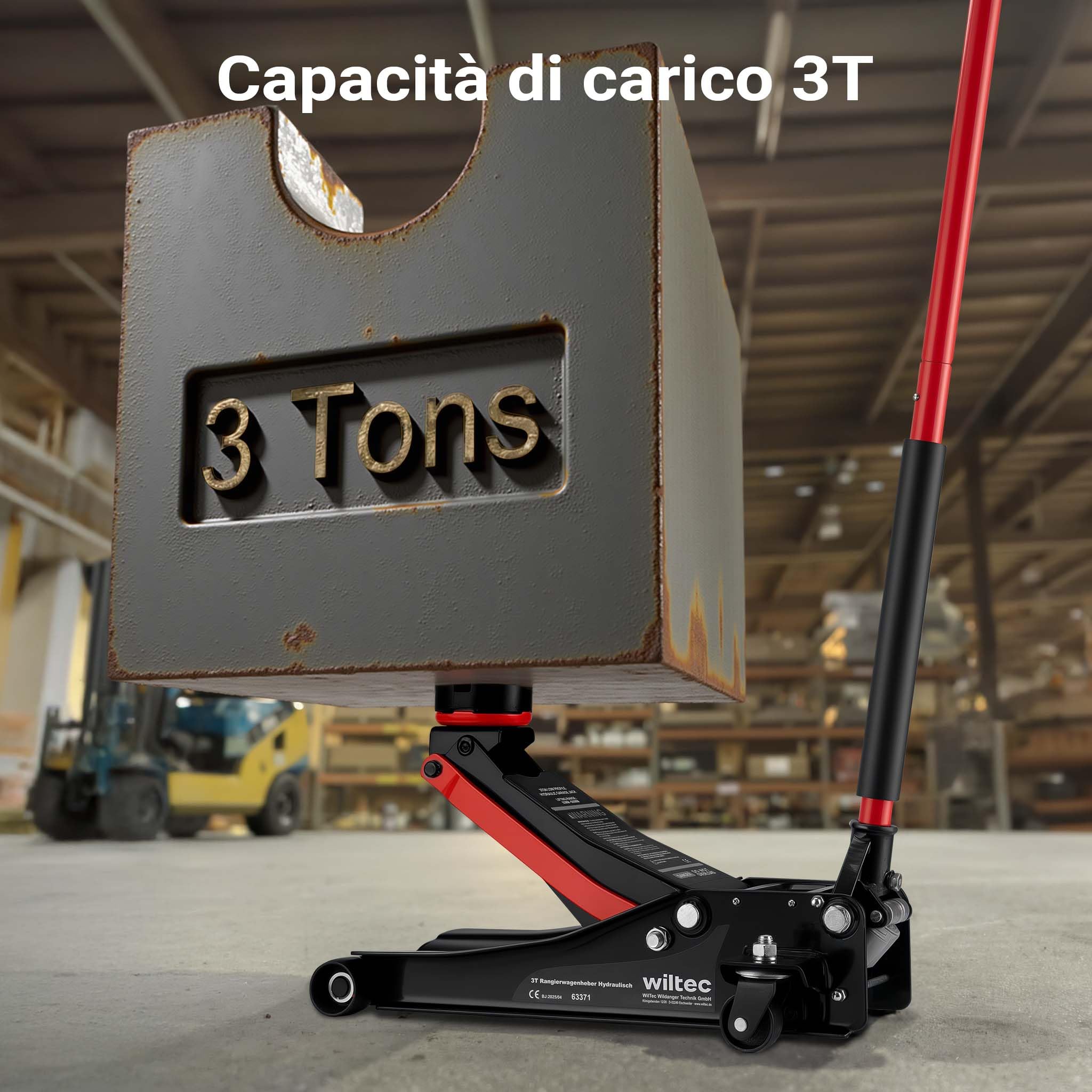 Wiltec XPOtool Cric Idraulico 3 T 85-500 mm Carrello