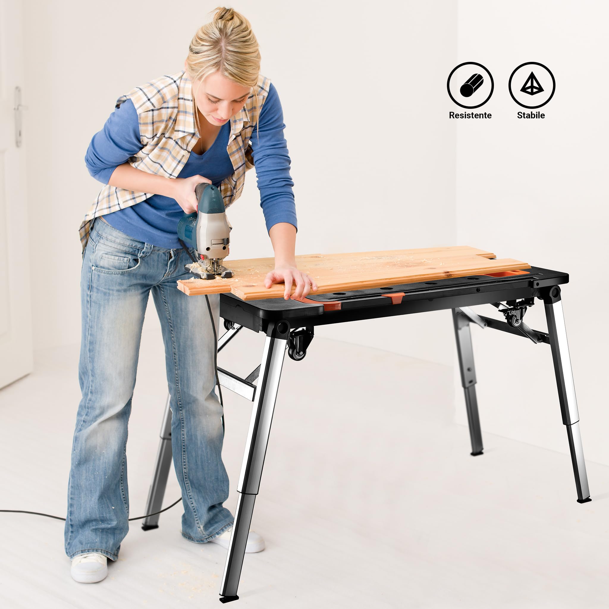 Wiltec Banco lavoro pieghevole 7 in 1 108,5 cm fino a 250 kg