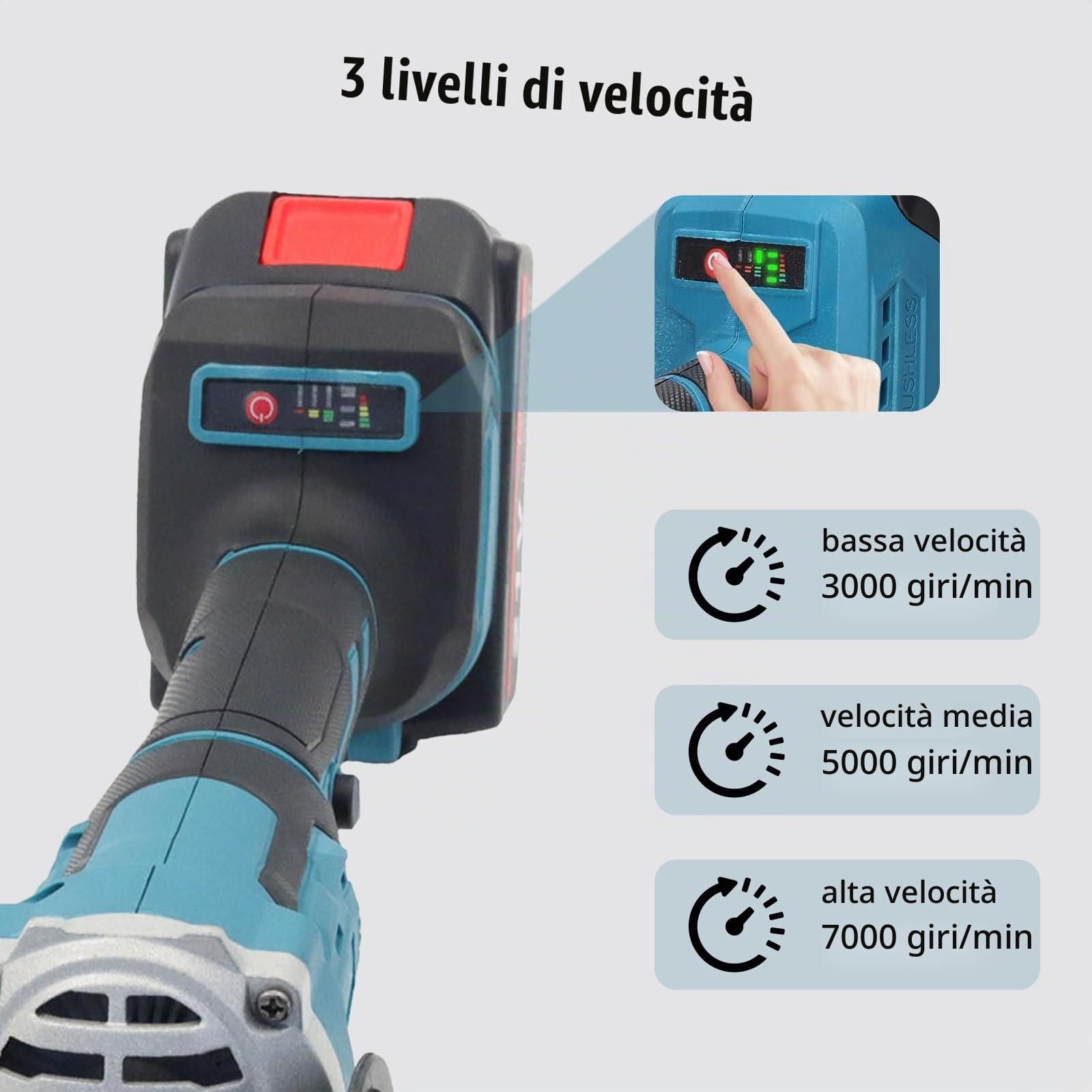 Weytoll Smerigliatrice Angolare 21V 125mm Brushless 2 Batterie
