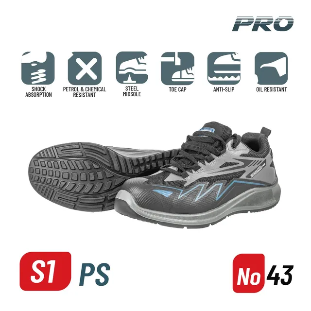 Bormann Pro BPP8283 scarpe S1PS n.43 grigie mesh-TPU