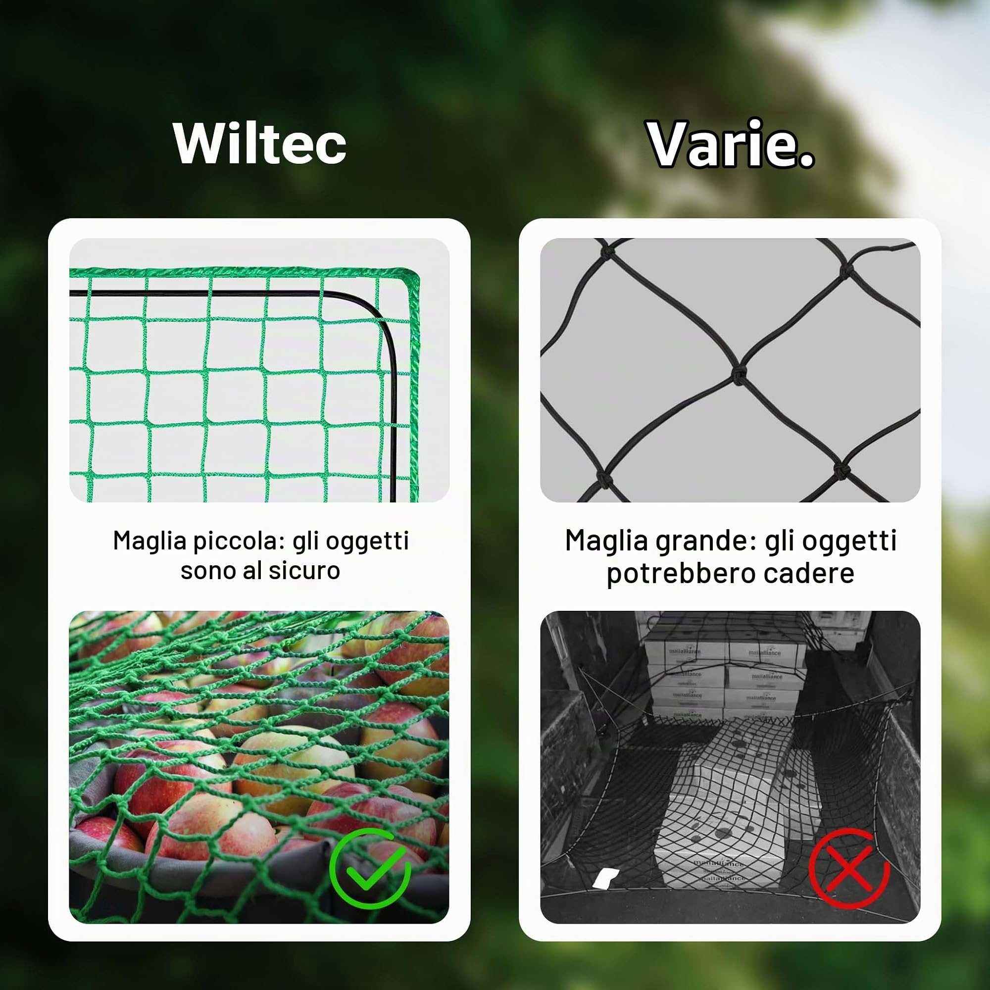 Wiltec Rete Ferma Carico 3x6 m Maglia 45 mm Elastica