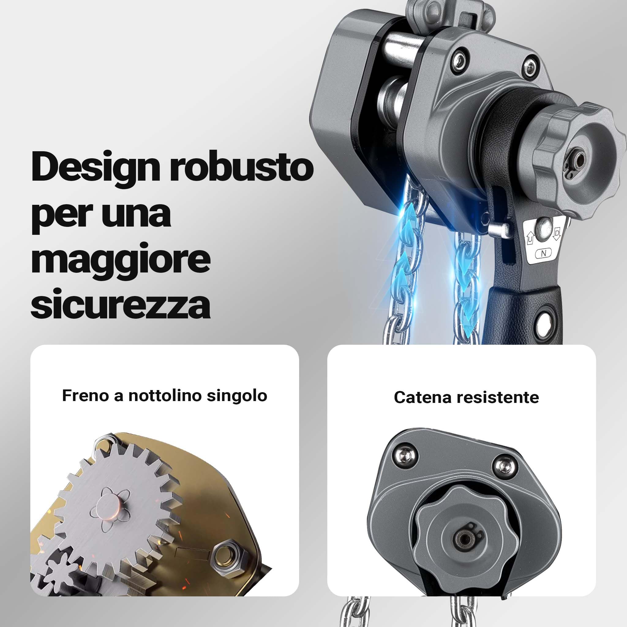 Wiltec VM1.5 paranco a catena manuale 1,5 t 1,5 m alluminio