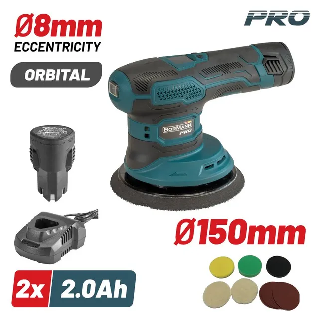 Bormann Lucidatrice Orbitale Batteria 12V 150mm 2x2Ah Kit