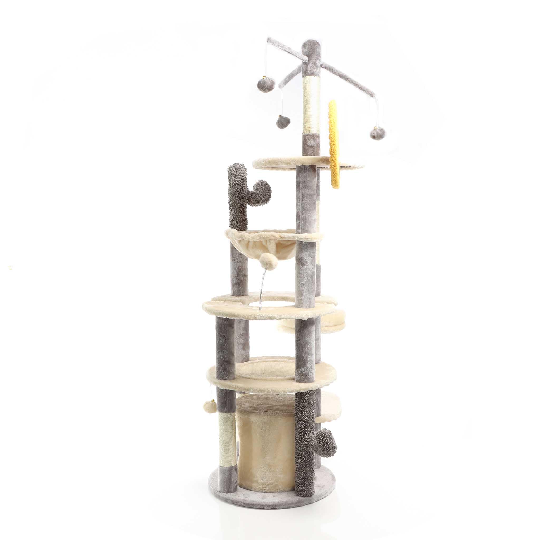 Fudajo albero tiragraffi grigio chiaro 172 cm con cuccia