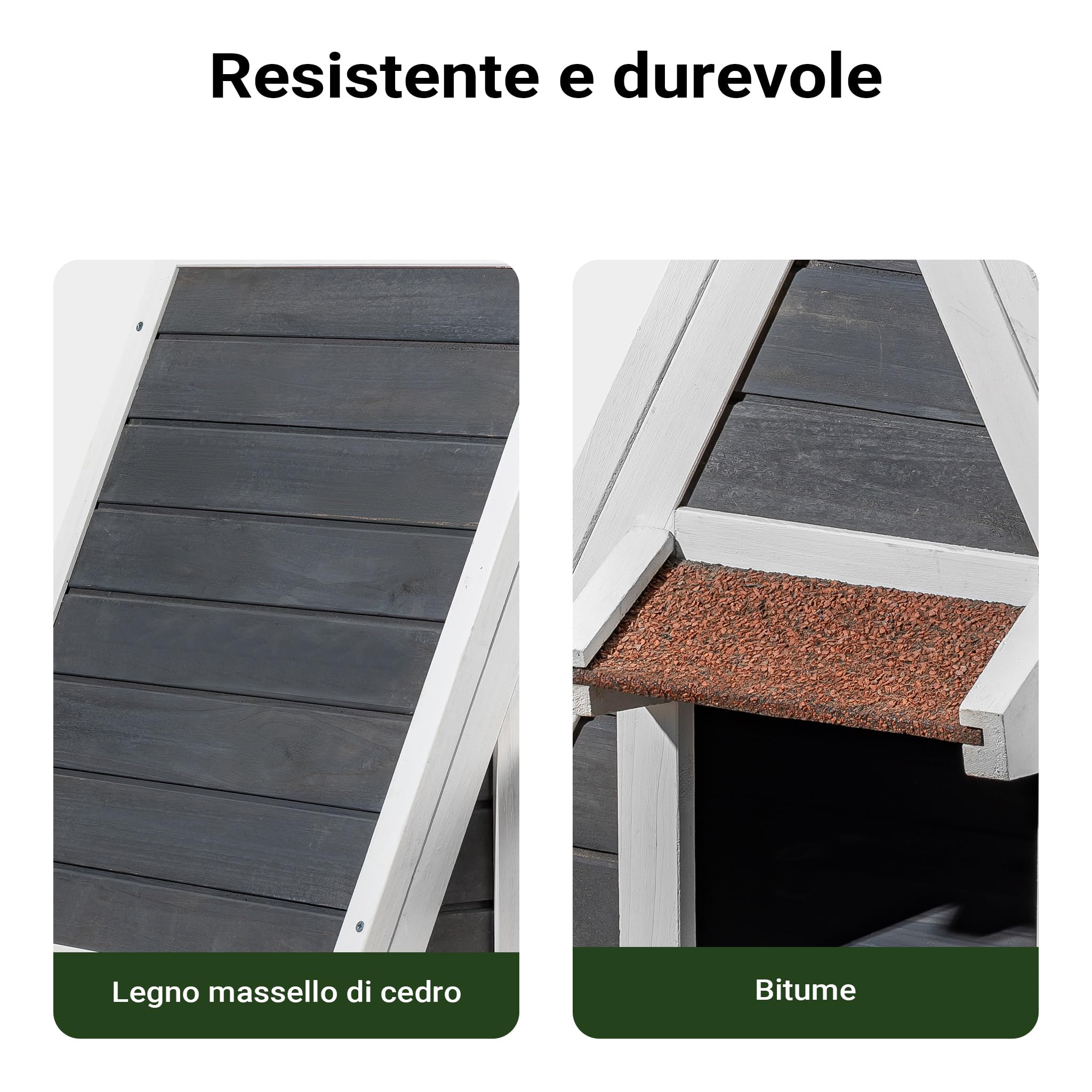 Wiltec cuccia gatto in legno doppio ingresso 50x50x54 cm esterno