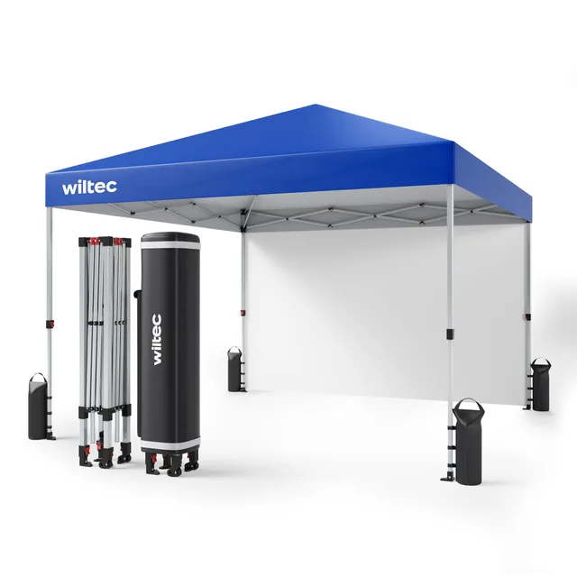 Wiltec Gazebo Pieghevole Blu 3x3m Telo 600D UV50+