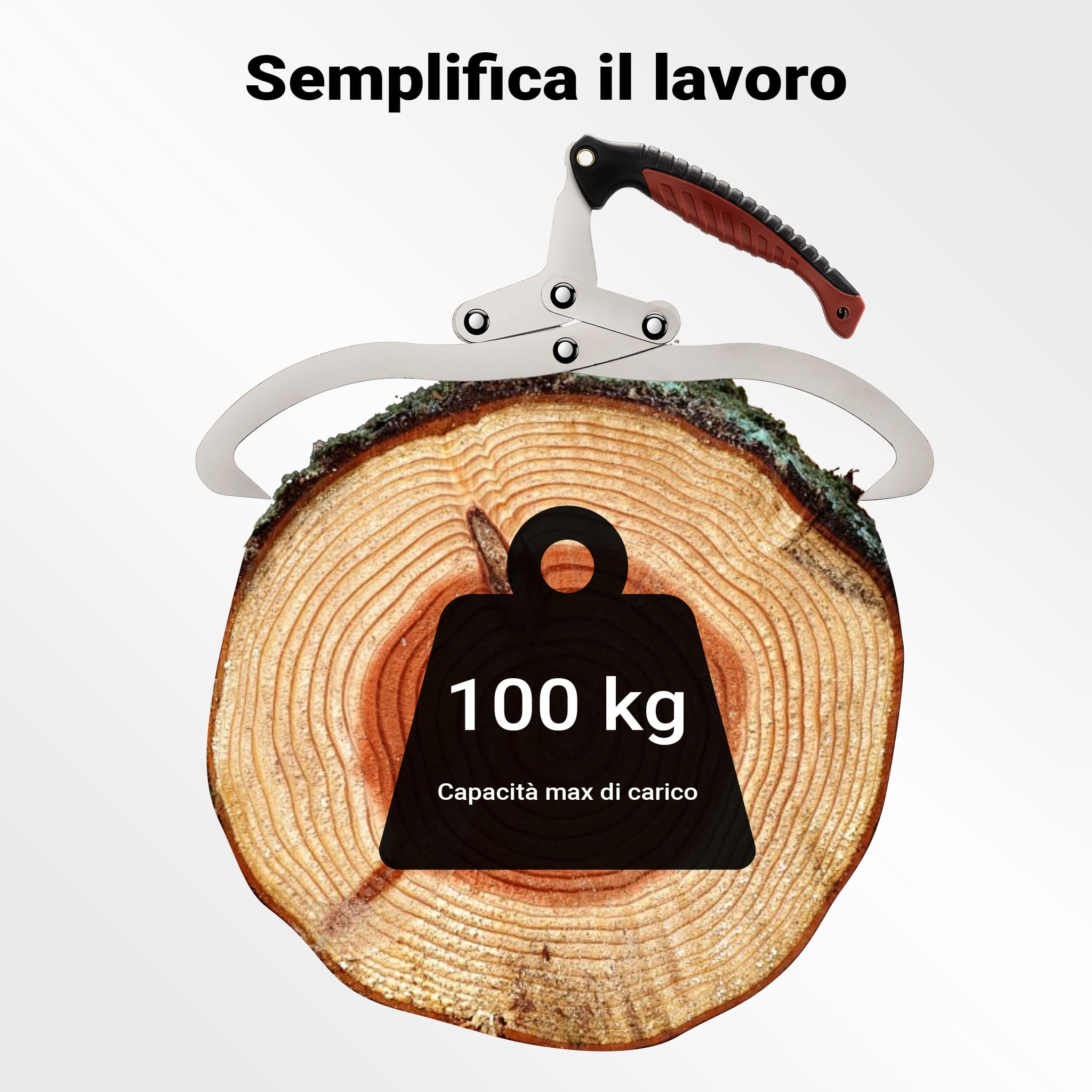 Wiltec Pinze per Legna 44 cm Acciaio fino a 100 kg Ø 30 cm