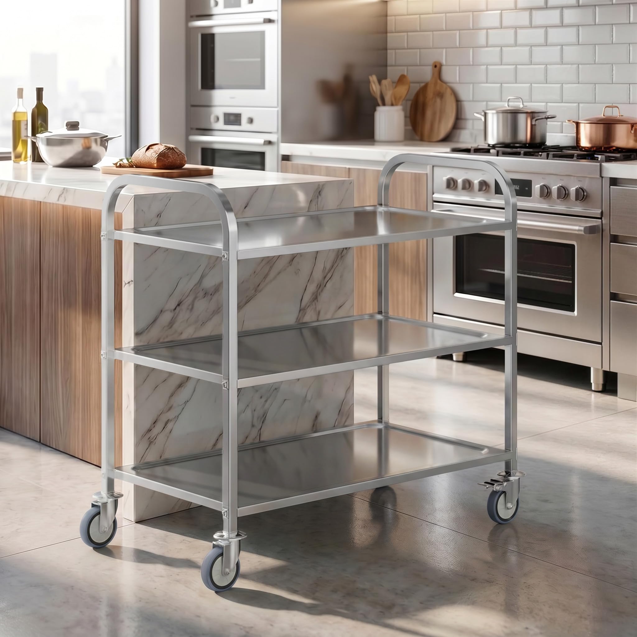 Wiltec carrello portavivande 3 ripiani acciaio inox 150 kg