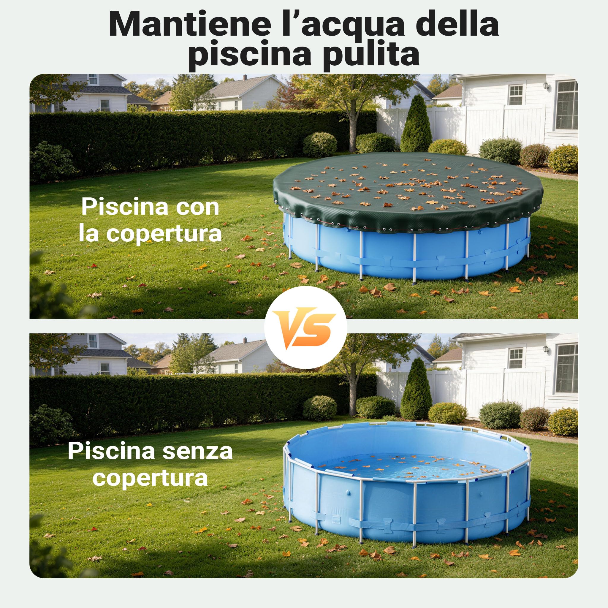 Wiltec Telo Copertura Piscina Rotonda 520 cm 2in1