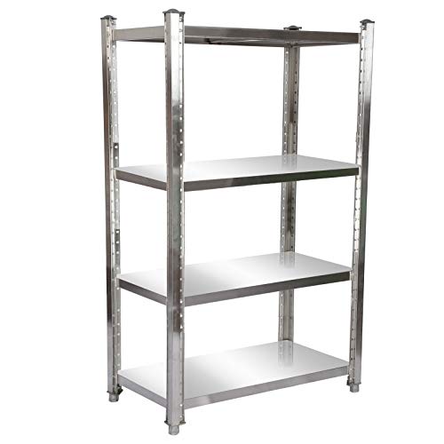 Wiltec Scaffale Acciaio Inox 120x50x155cm 4 Ripiani 150kg
