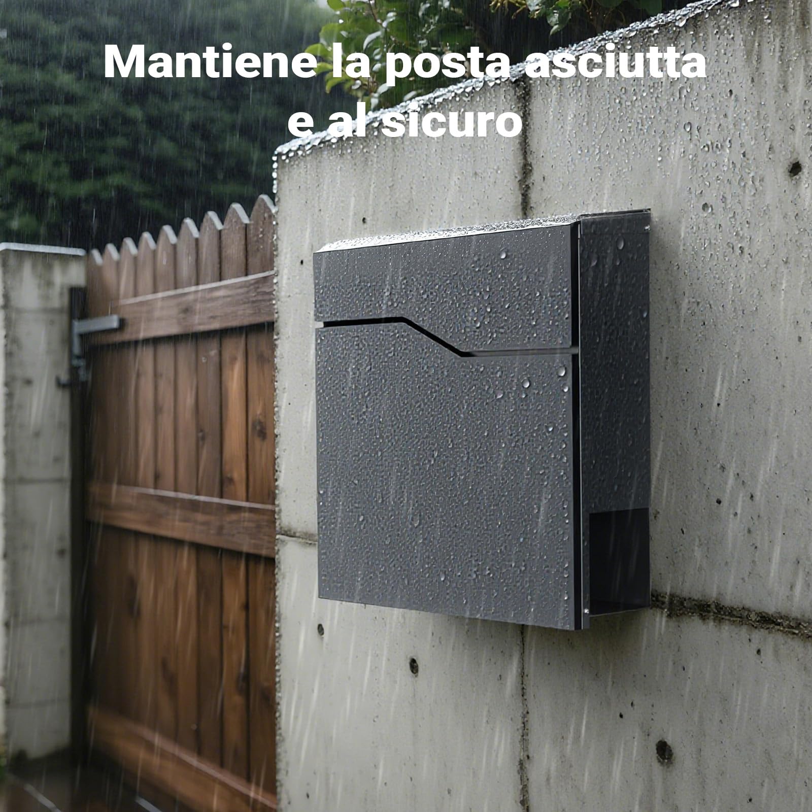 Wiltec V19 Cassetta Postale Grigio Scuro con Portagiornali