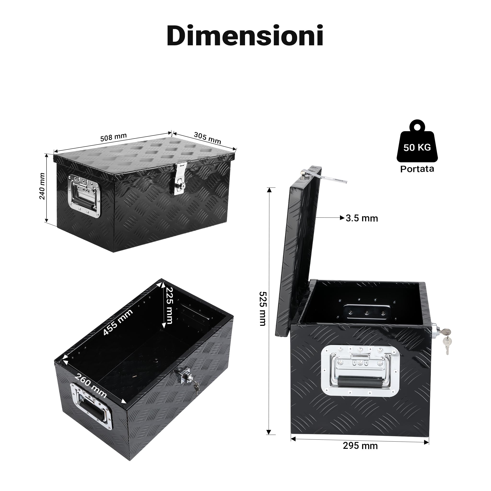 XPOtool Cassetta Portattrezzi Alluminio 50,8 cm Nera Chiave