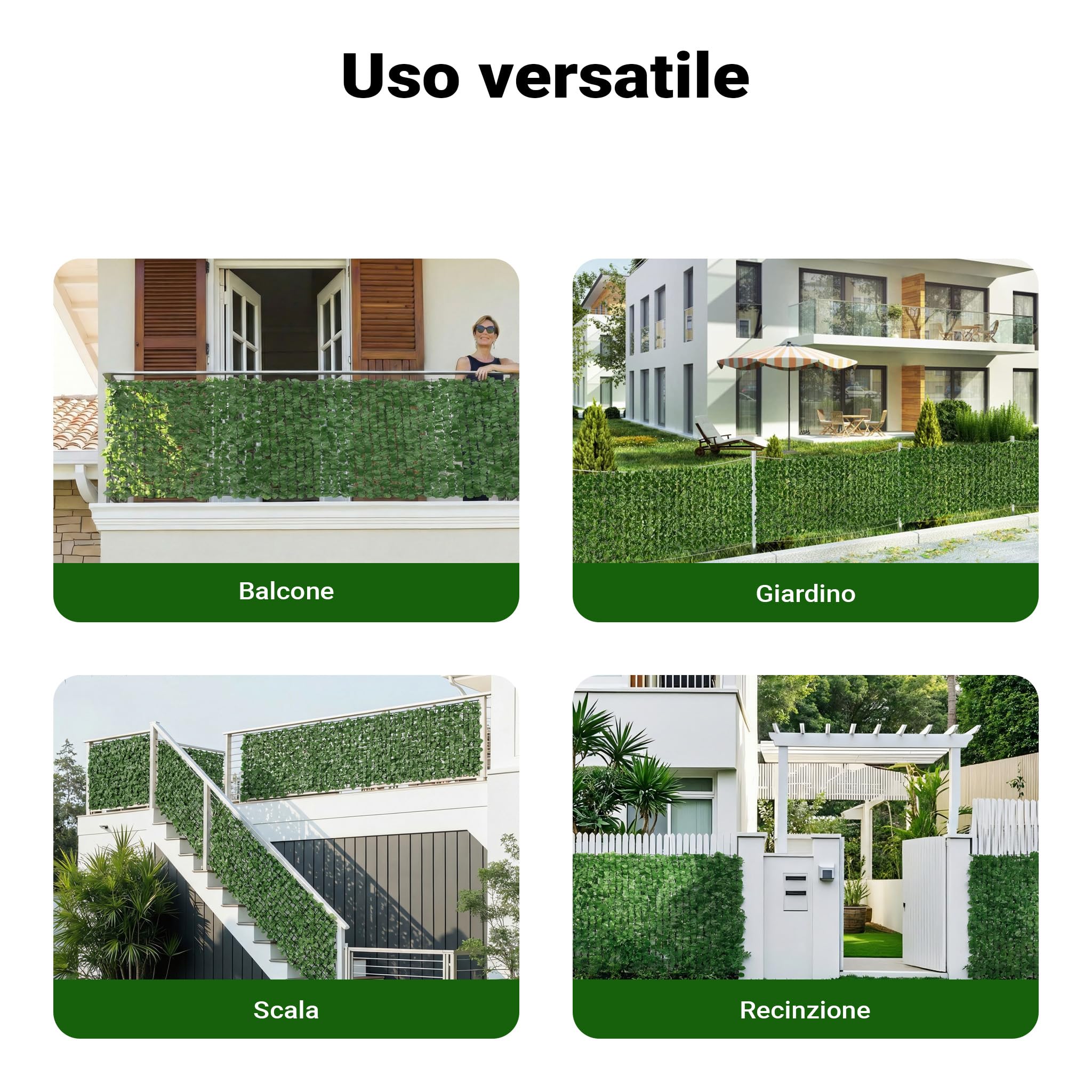 Wiltec Siepe artificiale edera 300x150 cm frangivista
