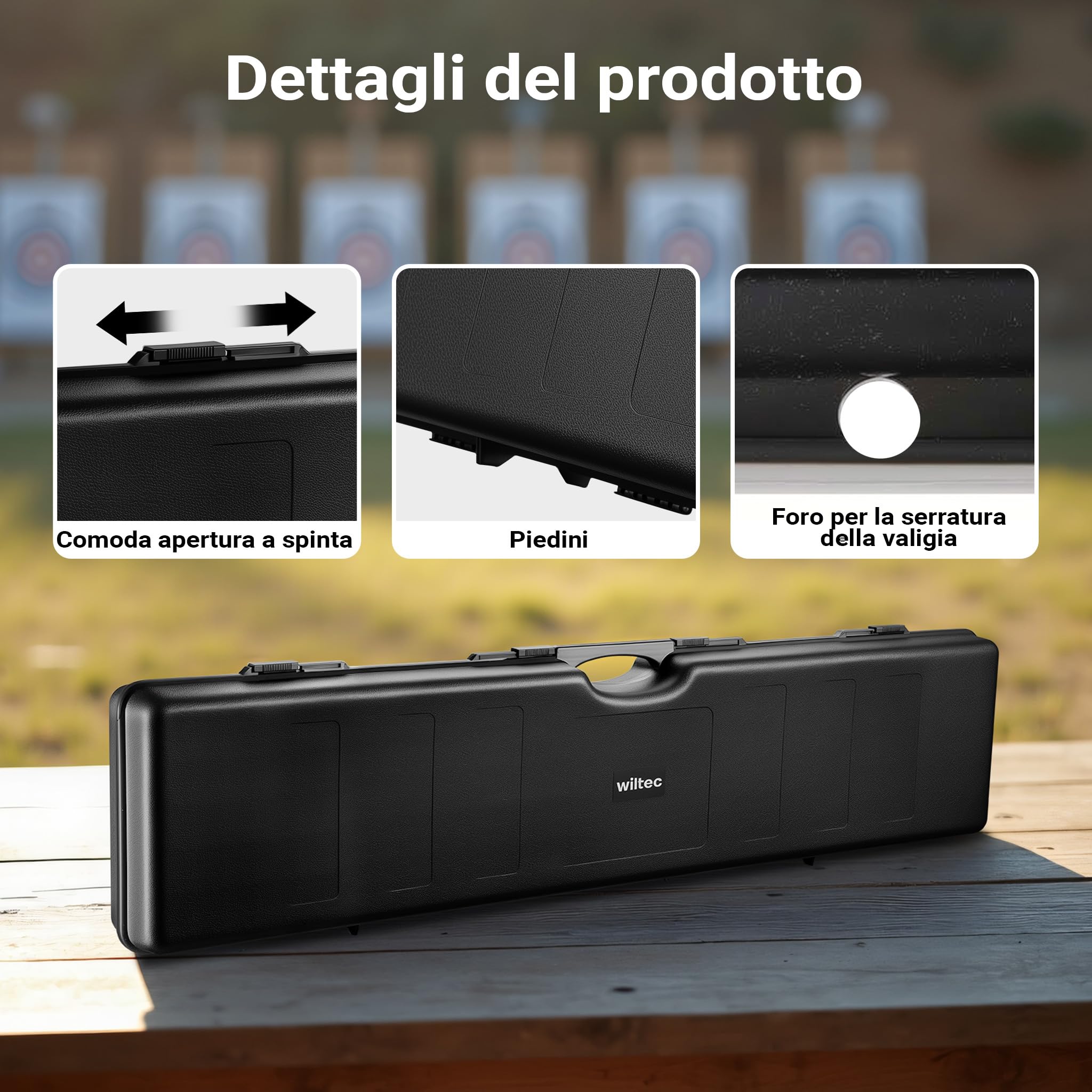 Wiltec Valigetta porta armi 138x34x13,5 cm per 2 fucili