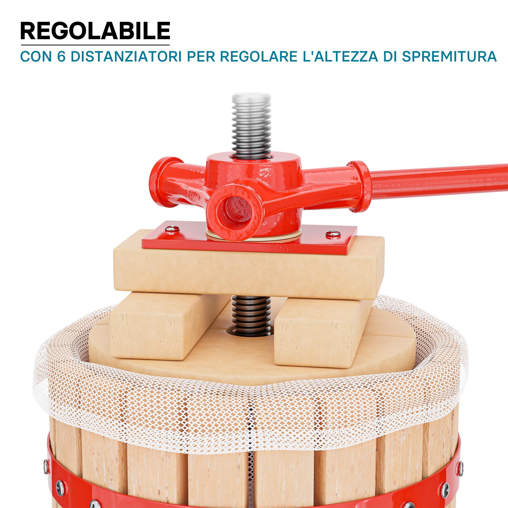 Wiltec torchio frutta manuale 6 l con panno gabbia legno faggio