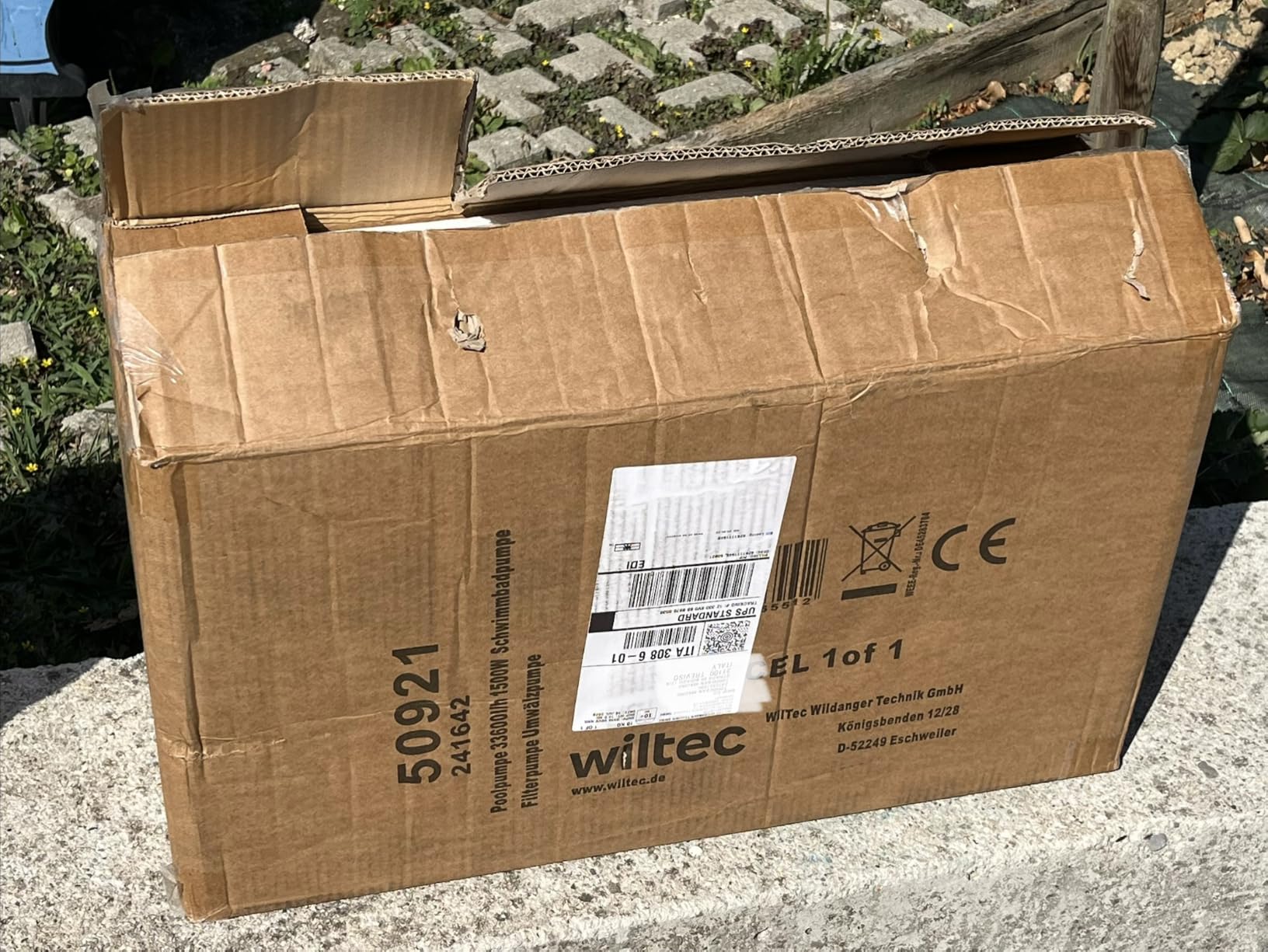 Wiltec Pompa piscina ricircolo 33600 l/h 1500W con filtro