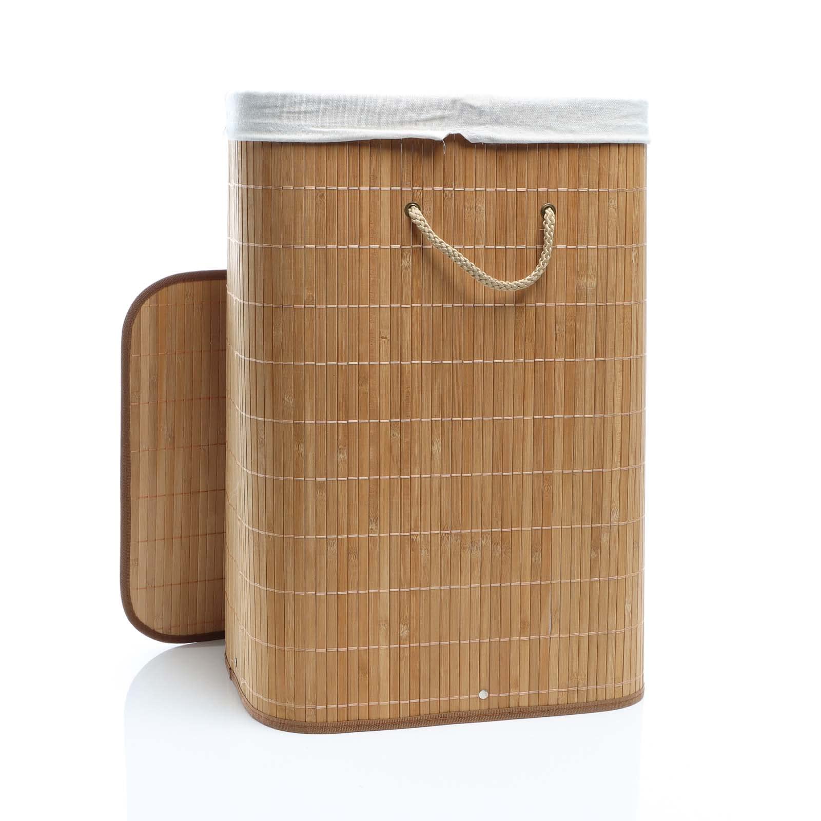 Wiltec Cesto Portabiancheria Bambù 72 L Natur Rettangolare