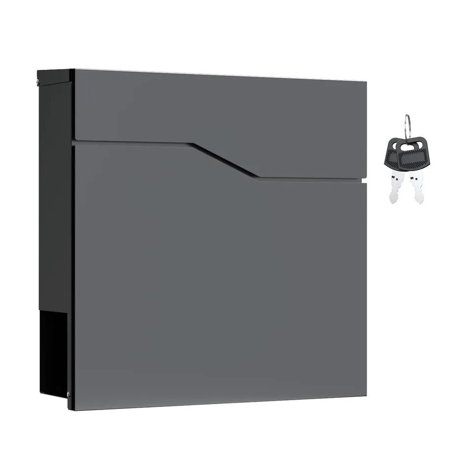 Wiltec V19 Cassetta Postale Grigio Scuro con Portagiornali