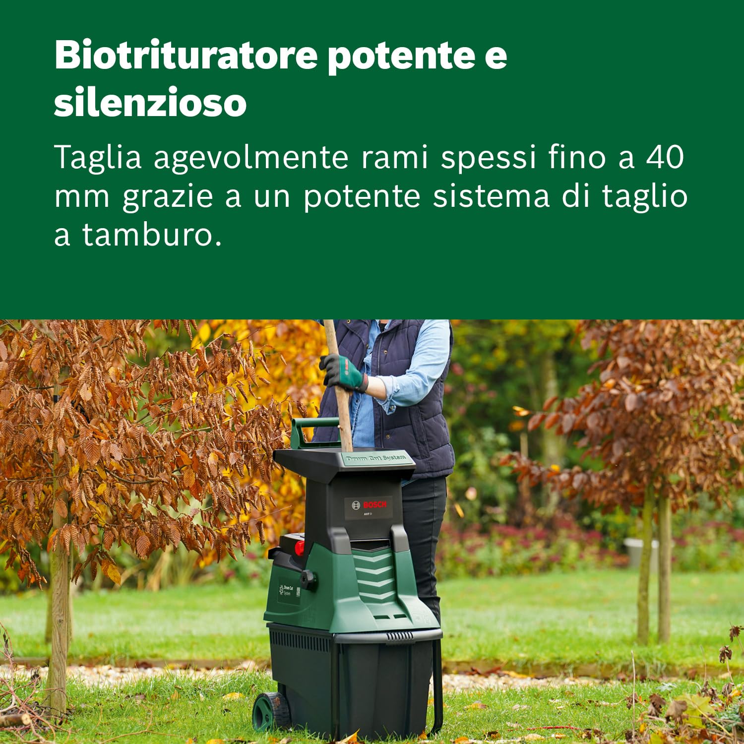 Bosch AXT 25 D Biotrituratore 2500W Rami 40 mm 53 L