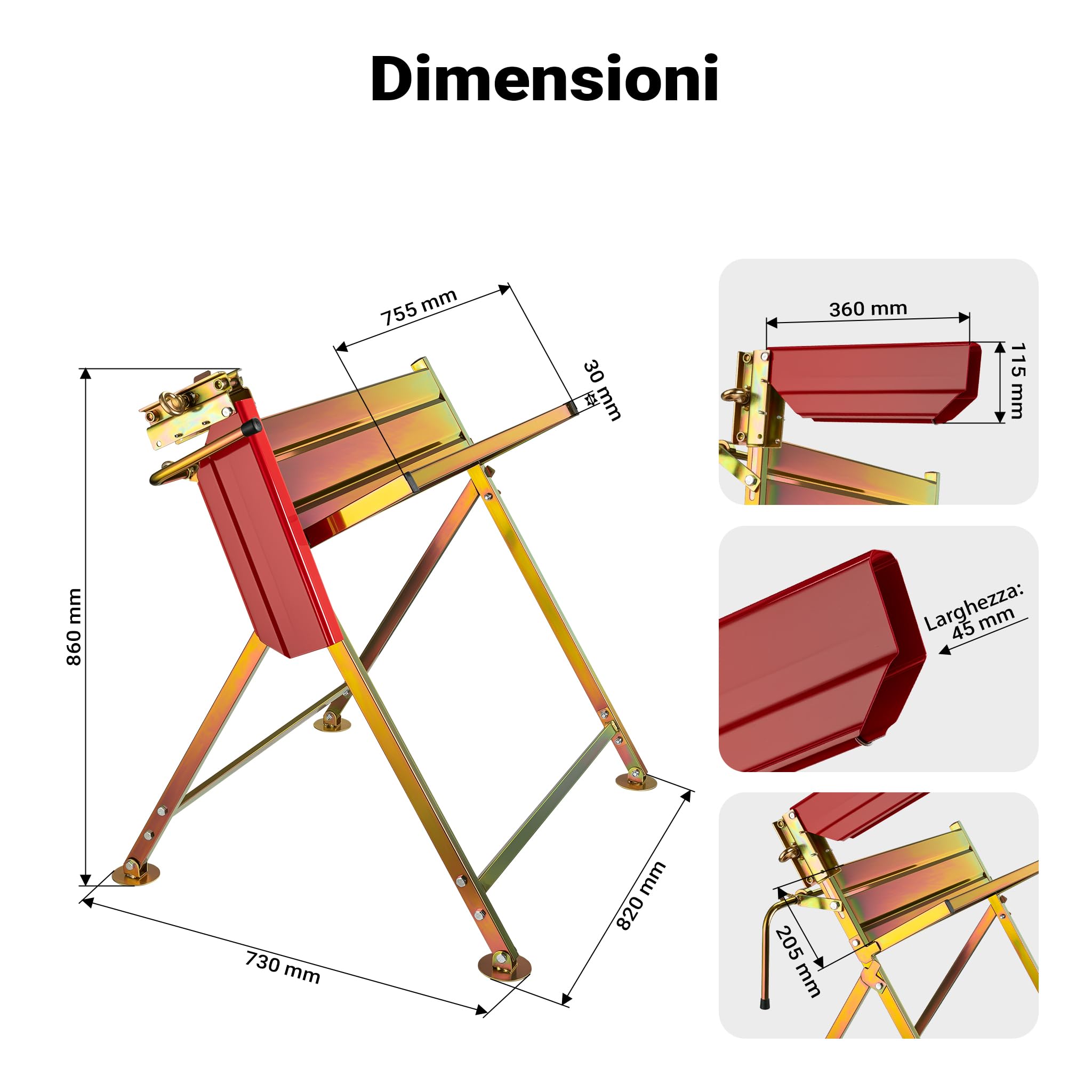 Wiltec Cavalletto Taglialegna Motosega Pieghevole 88x71x96cm