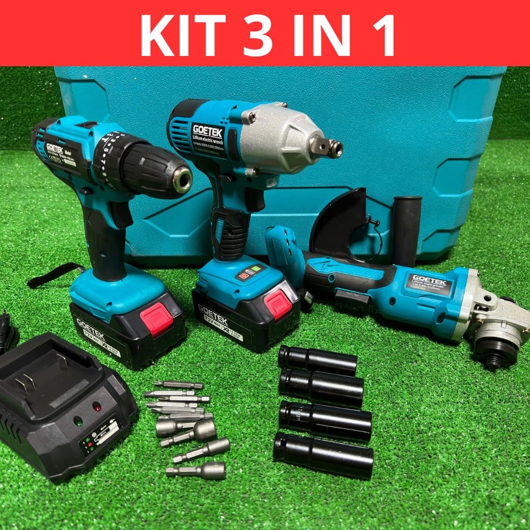 DE ROSA SHOP Kit 3 in 1 trapano smerigliatrice avvitatore impulsi