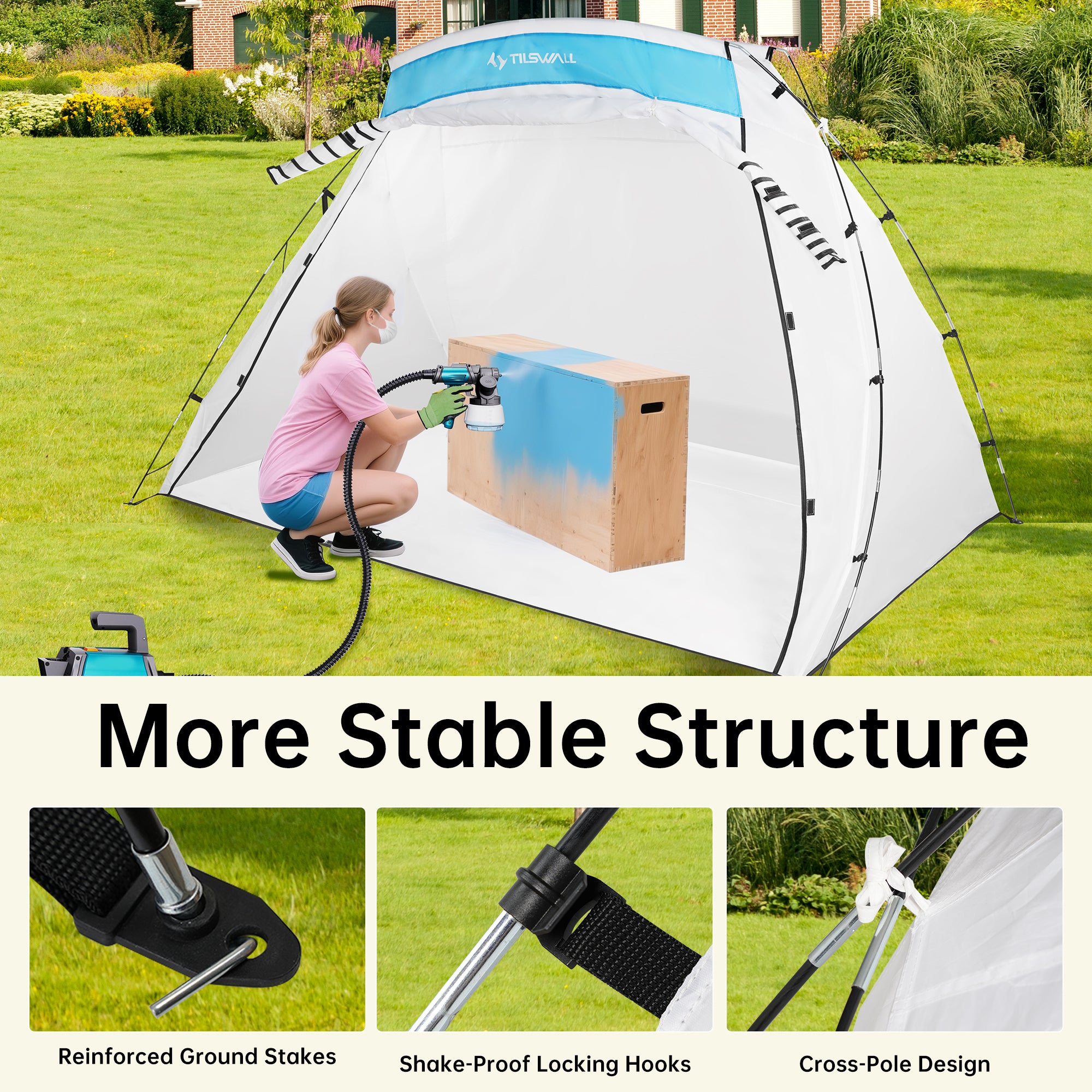 Tilswall Cabina Verniciatura 2,7x1,8x1,7m Tenda Portatile Oxford
