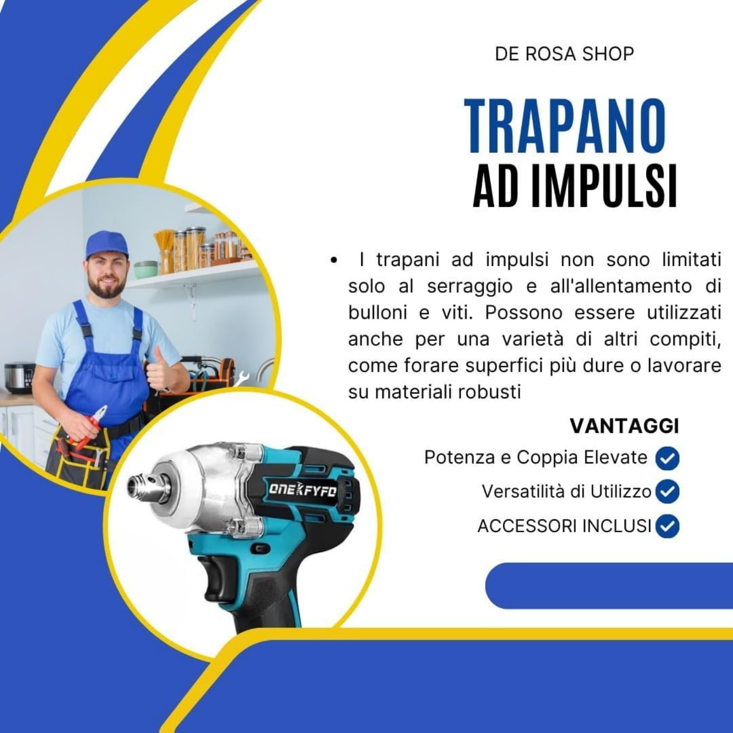 De Rosa Shop Kit 4 in 1 68V utensili a batteria 4 pezzi