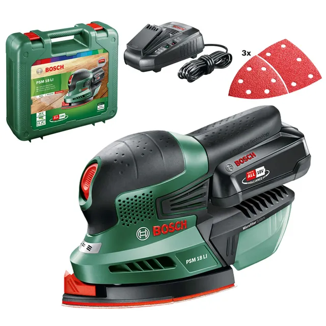 Bosch PSM 18 LI Levigatrice Palmare 18V con Batteria 2,5Ah