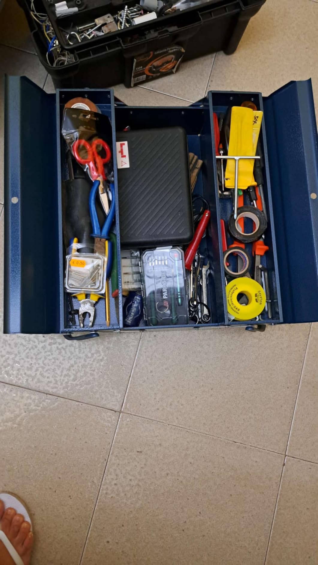 Wiltec cassetta portautensili acciaio 530x200x250 7 scomparti XXL