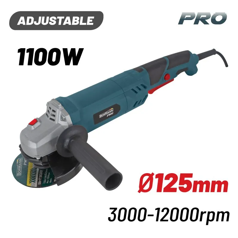 Bormann Smerigliatrice Angolare 1100W 125mm Velocità Variabile