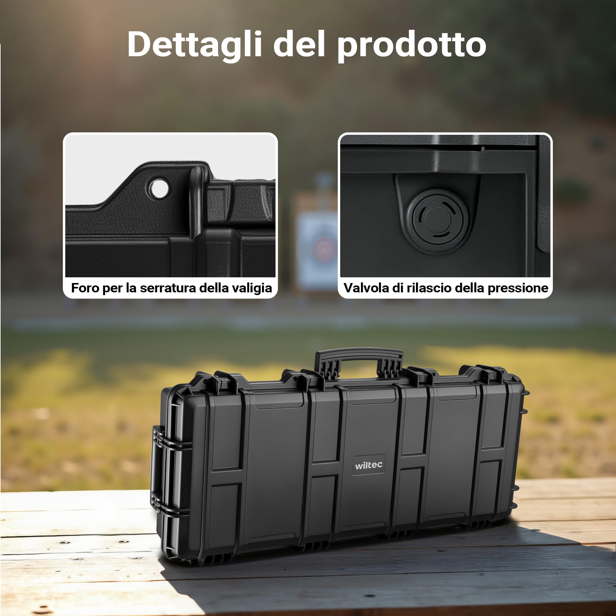 Wiltec Valigetta porta fucili 97,8cm schiuma IP67