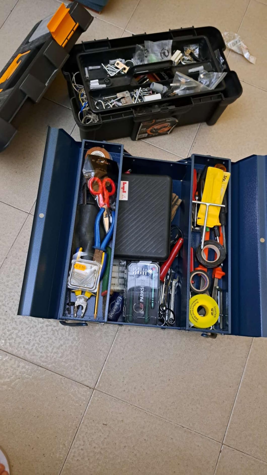 Wiltec cassetta portautensili acciaio 530x200x250 7 scomparti XXL