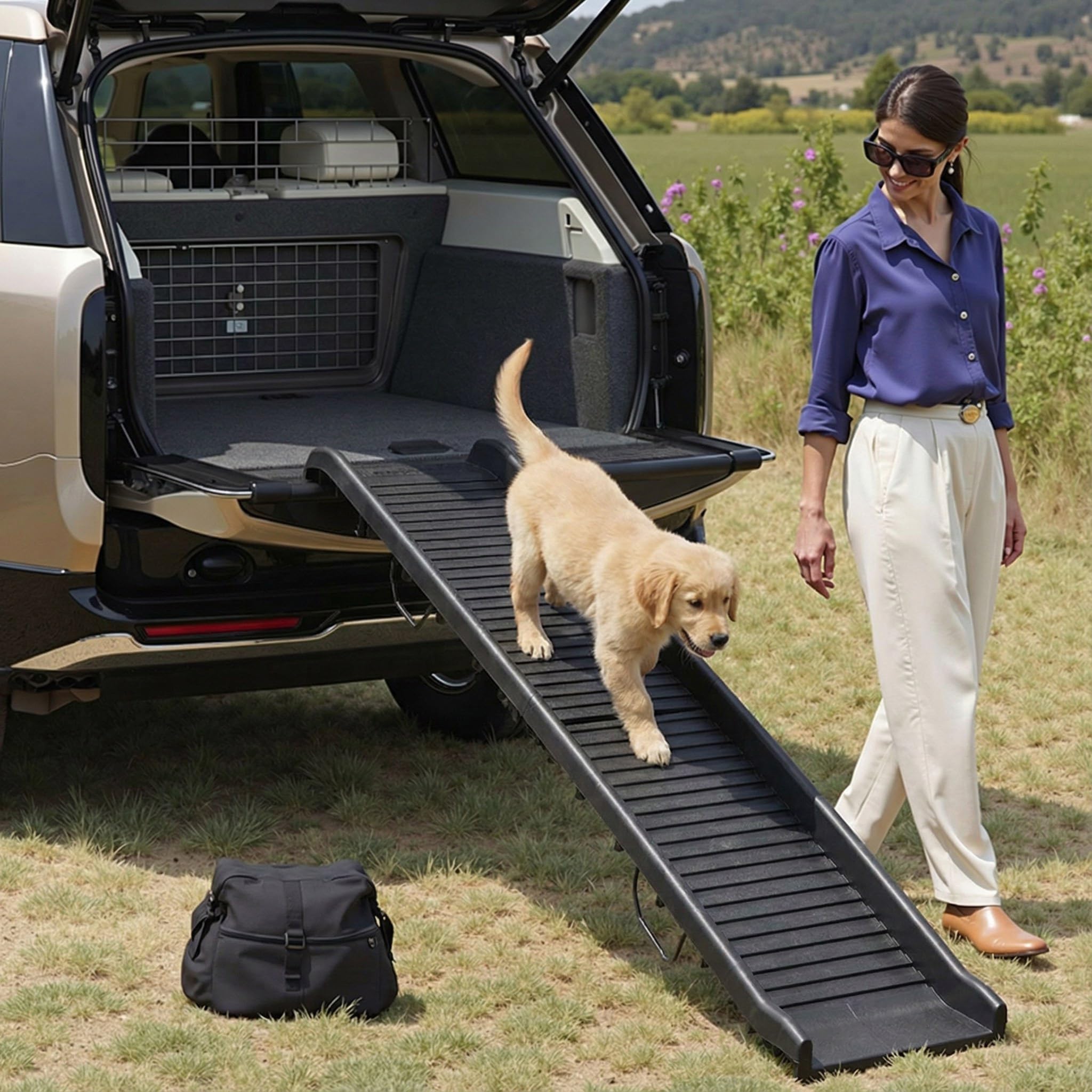 Wiltec Rampa Cani Pieghevole Antiscivolo 156x40 cm Nera