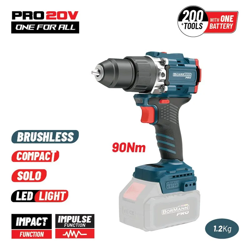 Bormann Pro BBP5325 trapano a percussione 20V 90Nm brushless