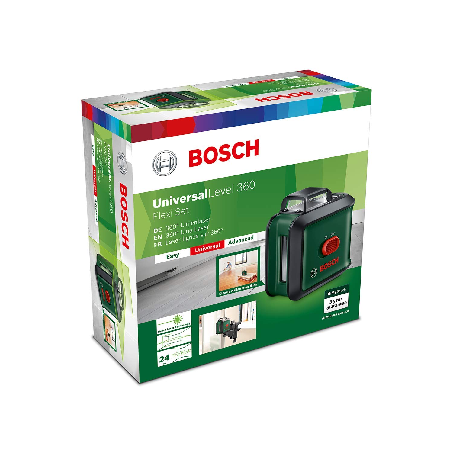 Bosch UniversalLevel 360 Livella Laser Verde Morsetto Treppiede