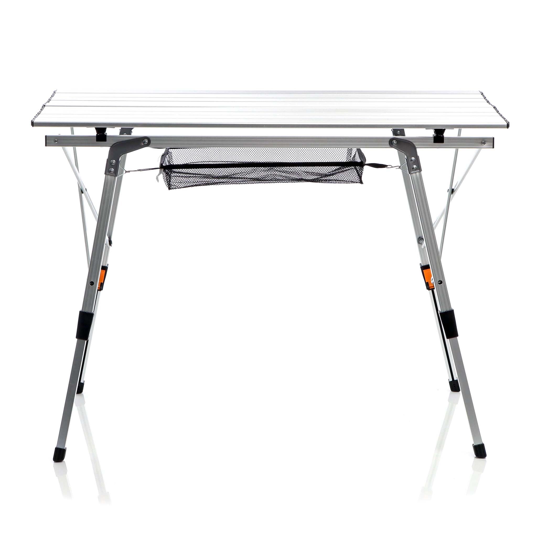 Wiltec Tavolo Campeggio Pieghevole 90x53cm Alluminio Grigio Regolabile