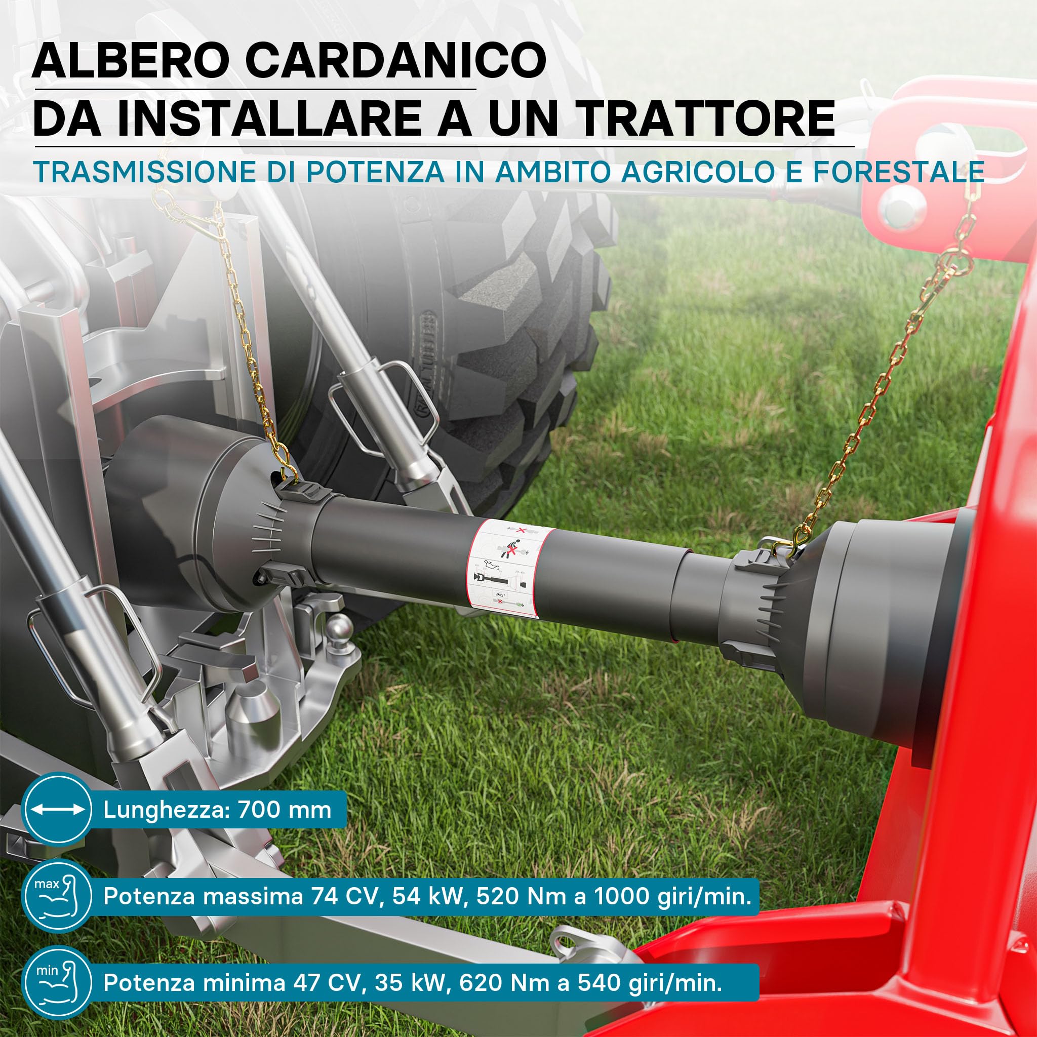 Wiltec T5 albero cardanico 600mm 620Nm 1 3/8 Z6