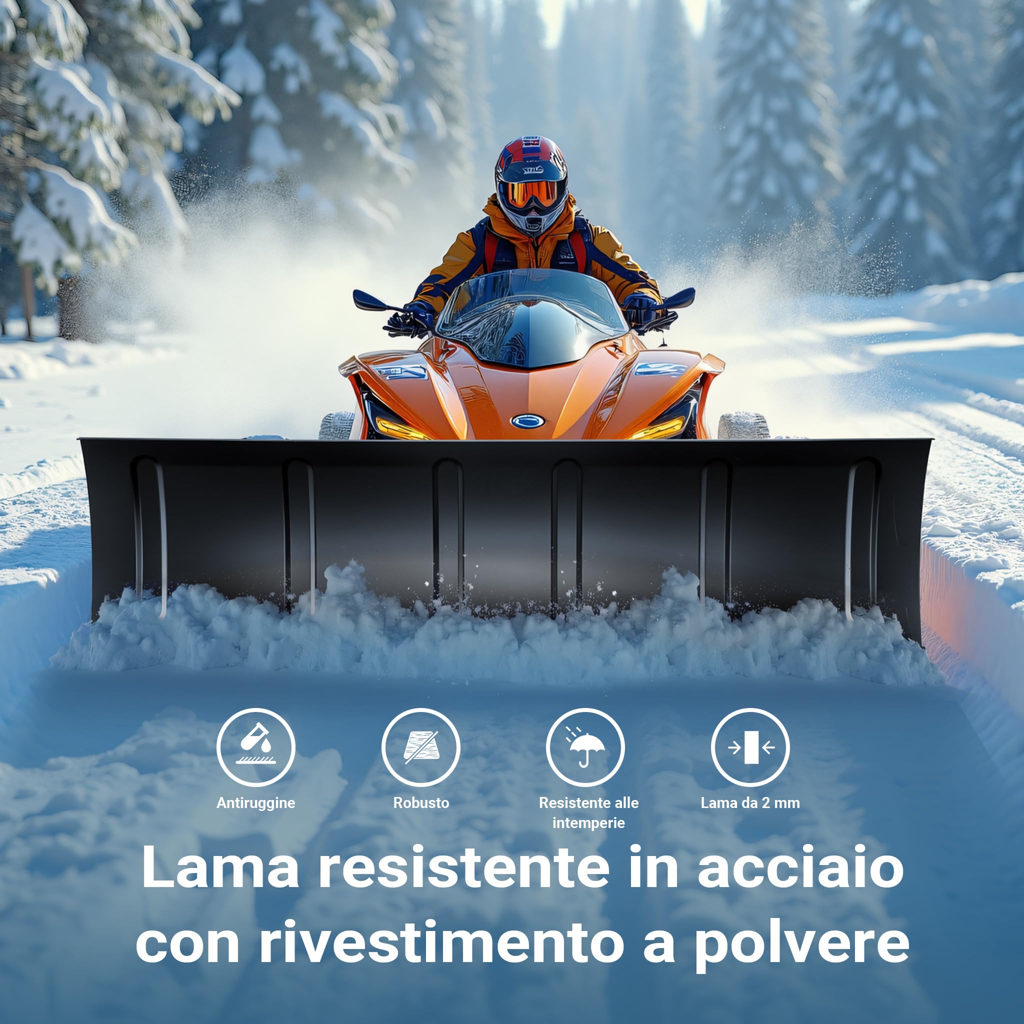 Wiltec Spazzaneve Quad 140x40cm 5 Posizioni Acciaio