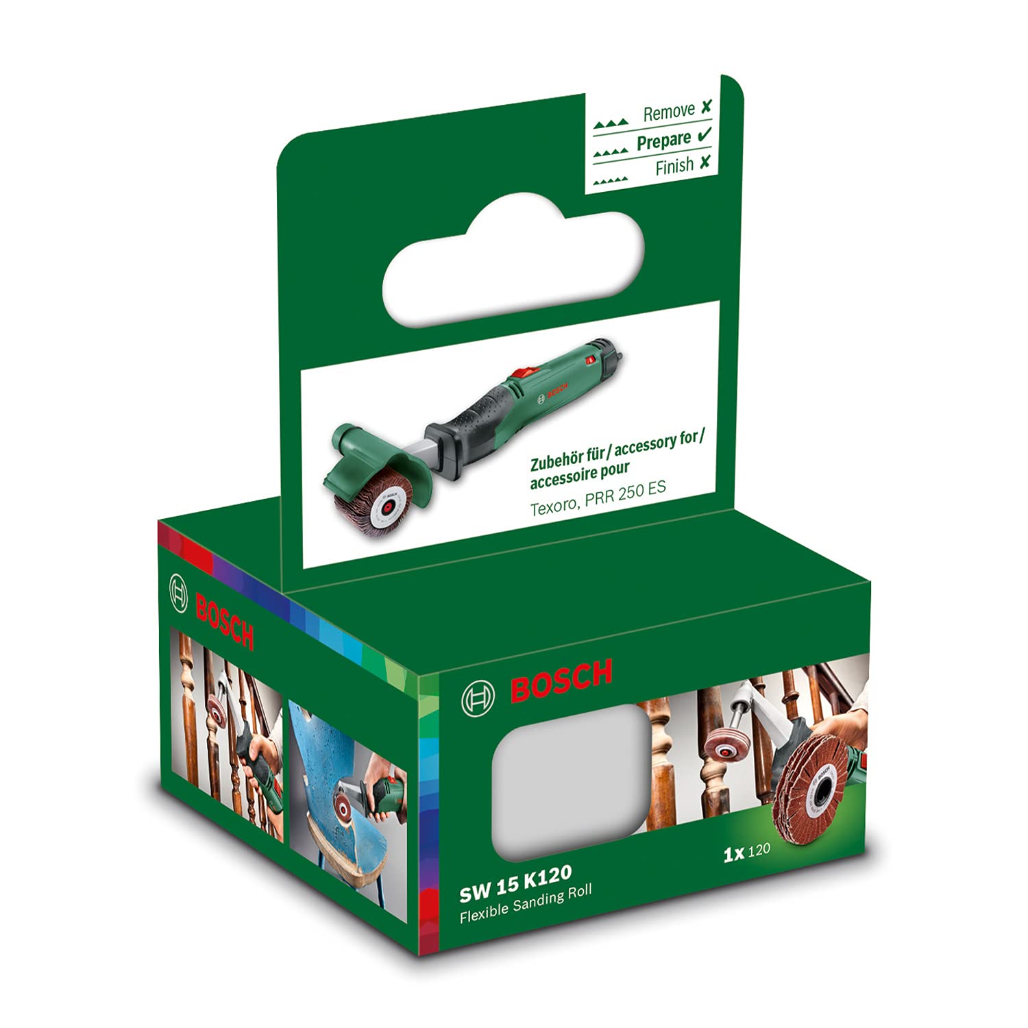Bosch Rullo abrasivo flessibile 15 mm grana 120 sottile