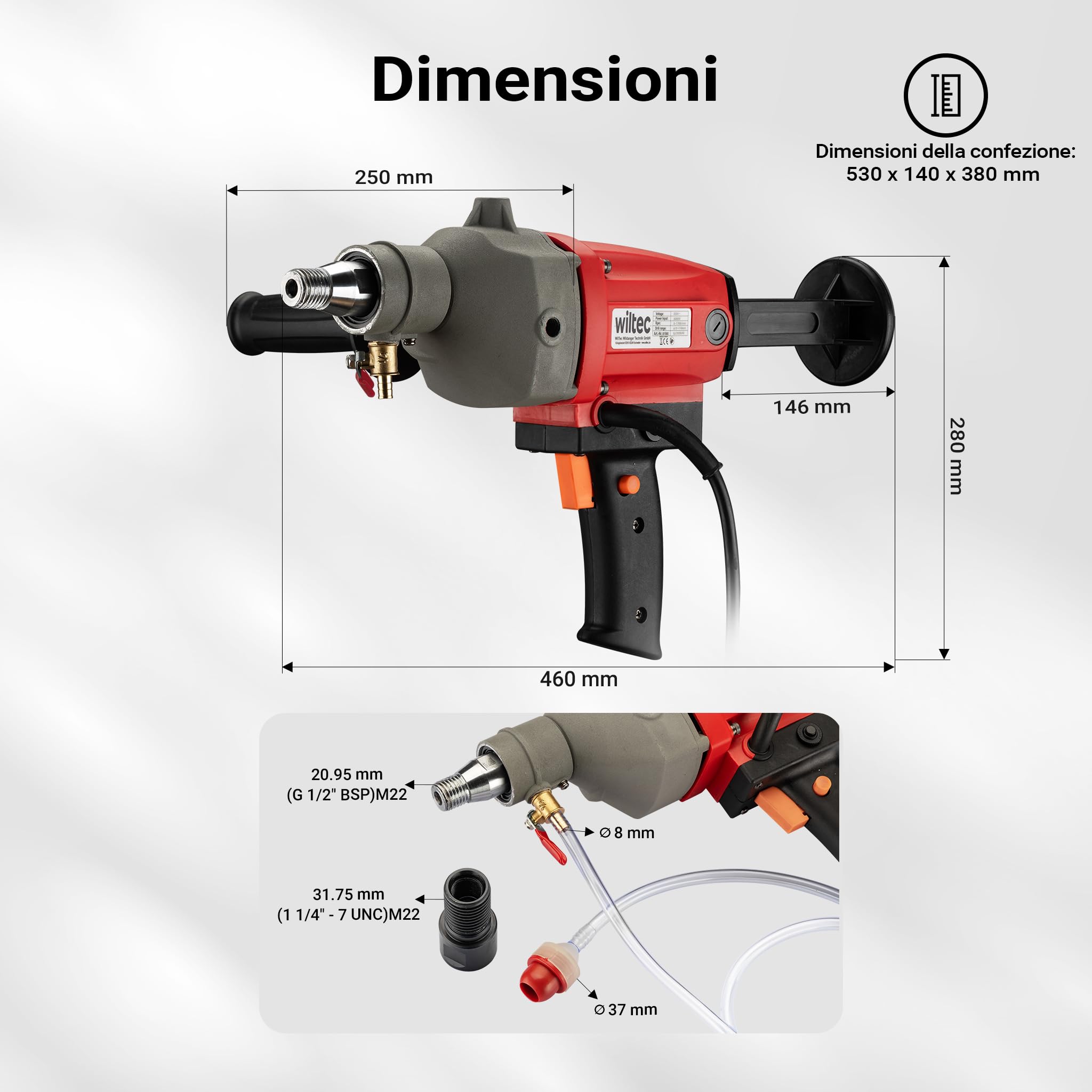 Wiltec carotatrice acqua 110 mm 2080 W valigetta
