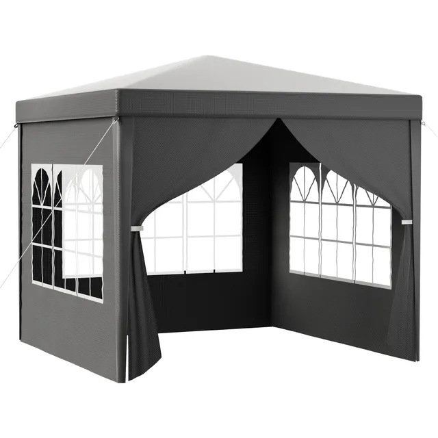 Toboli Gazebo 3x3 m Grigio con Lati e Finestre