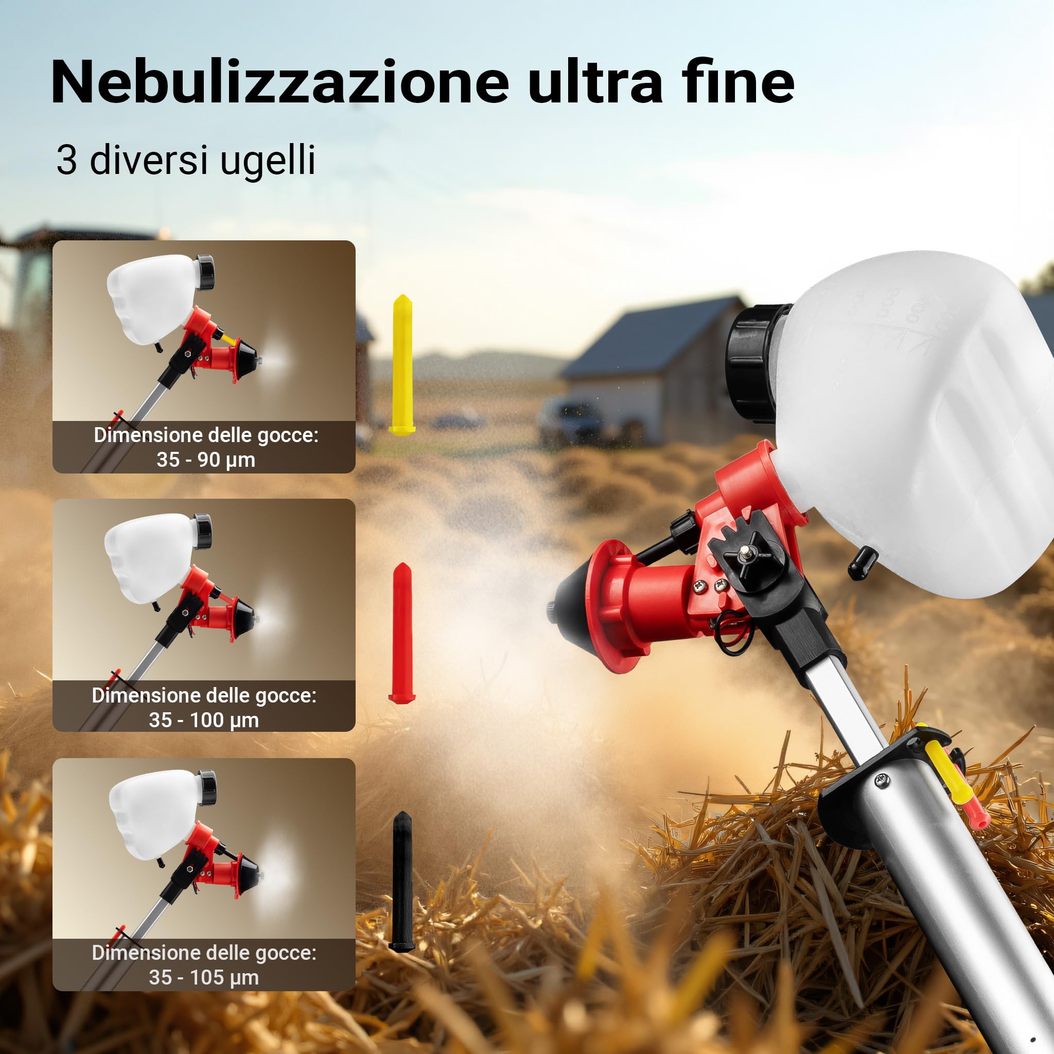 Wiltec Spruzzatore Batteria MicroULV+ Nebulizzatore Scuderia 3 Ugelli